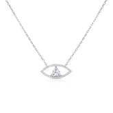 שרשרת  כסף טהור עם תליון עין משובץ זרקונים